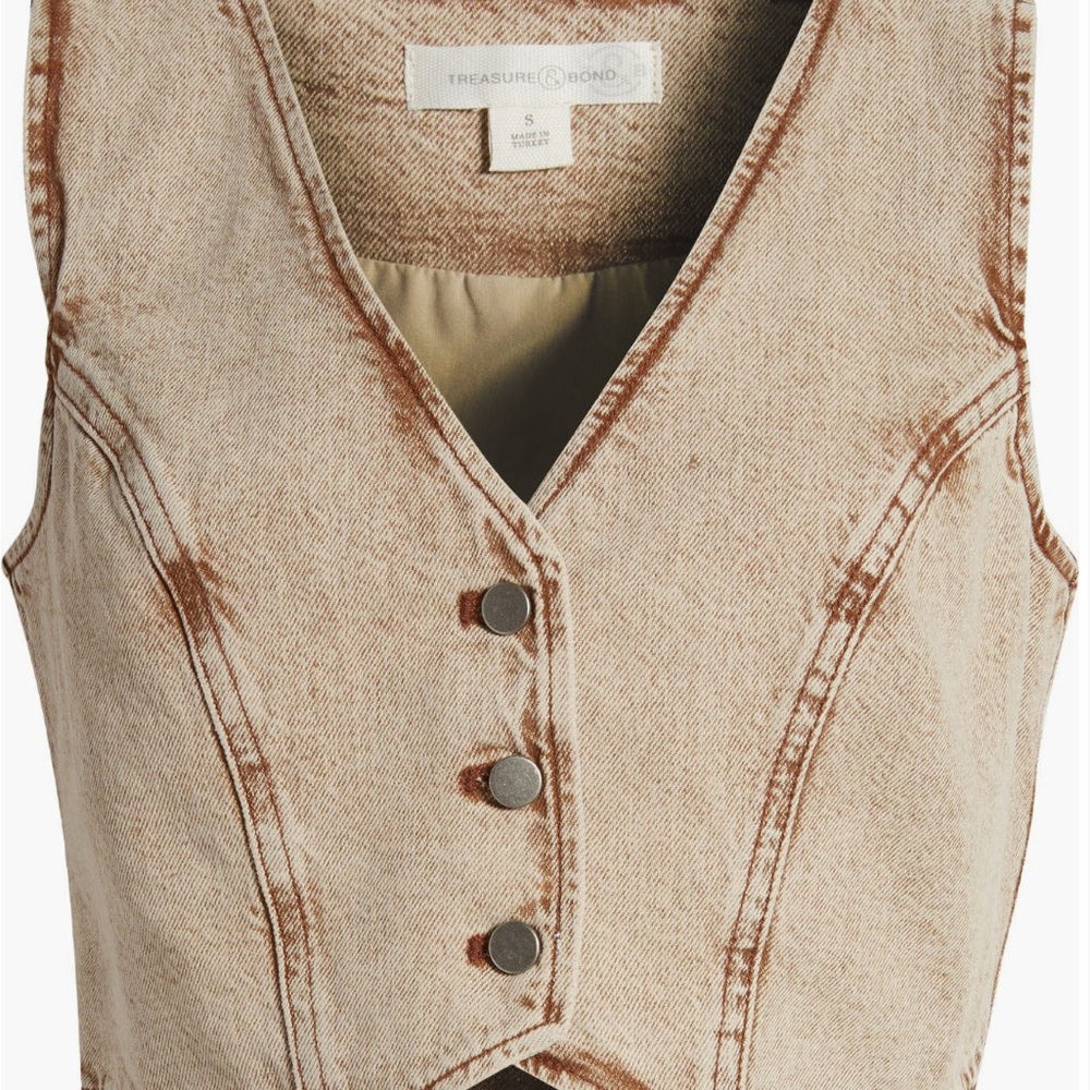 Treasure & Bond Fitted Denim Vest Size Large